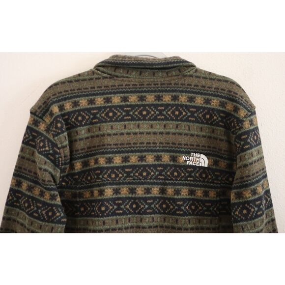 The North Face Mens Sz M Taupe Green Faire Isle Print Tsillan 1/4 Zip Sweatshirt - Picture 8 of 10